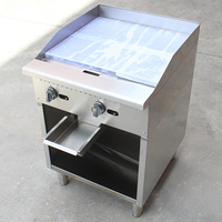 Plancha de Gas de Acero Inoxidable de 2 Quemadores para Hostelería, con Doble Combustible (GLP y Gas Natural) y Gabinete de Almacenamiento, para Cocinar Filetes y Panqueques