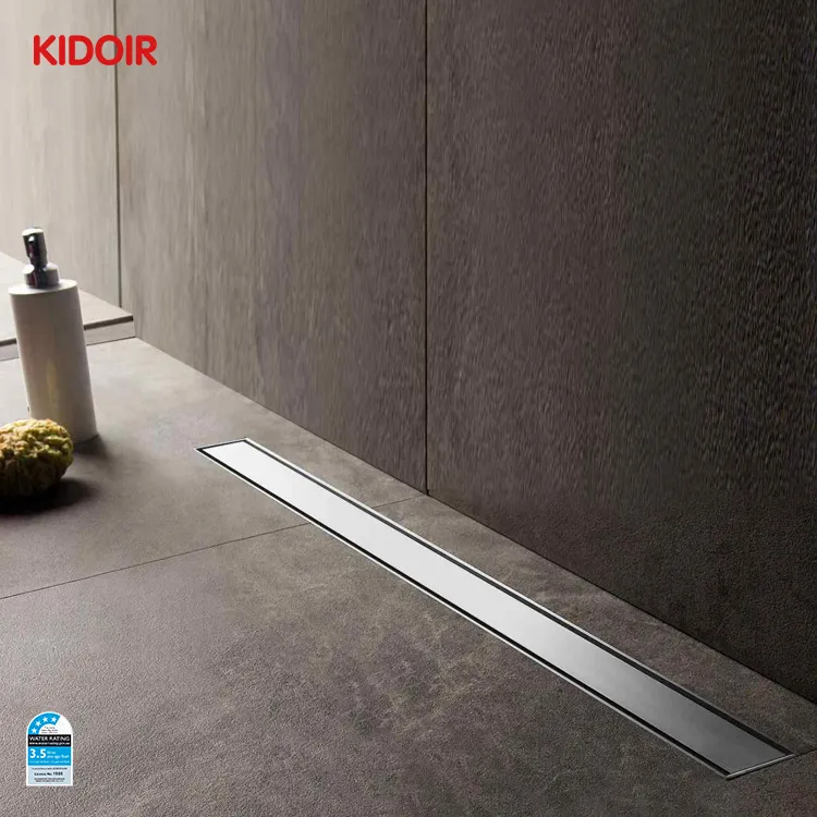 Kidoir tampa reversível para chuveiro, grelha retangular invisível, escorredor de água em aço inoxidável SUS 304 cinza, escorredor linear de piso