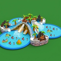 Équipement de parc aquatique mobile, grande piscine gonflable pour adultes, toboggan aquatique gonflable, combinaison de défis aquatiques en plein air, piscine en PVC