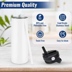 Haute qualité 15oz 20oz gobelet à double paroi flacon maigre droit en acier inoxydable sublimation ébauches bouteille d'eau - Product Image 4