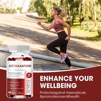 Capsules d'astaxanthine à base d'extraits végétaux naturels en gros, dosage personnalisé, emballage avec logo de marque privée, complément alimentaire en gélules molles