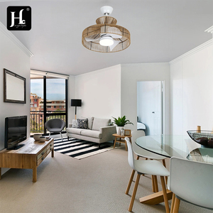 Bohemian-Style Rattan Recessed Dimmable 21-Inch LED <b>Ceiling</b> Fan with Lantern-Style <b>Lighting</b> - Product Image 6