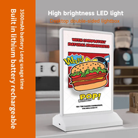 Support de table A4, présentoir de bureau, boîte à lumière LED, porte-panneaux de magasin, cadre photo en verre, affichage publicitaire, restaurant