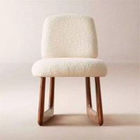 Fauteuil de salle à manger moderne nordique en bouclette Teddy, fauteuil d'appoint rembourré avec structure en bois massif pour la maison, l'hôtel, vente en gros