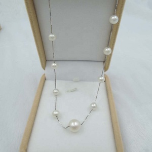 925 <strong>Silver</strong> <strong>Pearl</strong> Classic <strong>Necklace</strong> for Girls or Women 7-10 mm Real Freshwater Nature <strong>Pearl</strong> <strong>Necklace</strong> Designs - Product Image 3