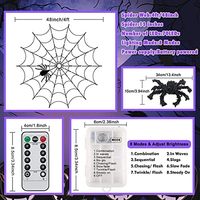 Halloween Toile D'araignée Lumière Décoration 4 Pieds Diamètre 70 LED Araignées Noires Télécommande Étanche 8 Modes Violet