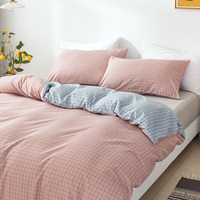 Parure de lit super confortable de style japonais en polyester épais à motif quadrillé, toucher doux, pour lit Queen et King Size