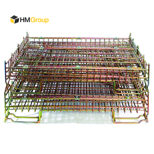 Trung Quốc Nhà cung cấp của có thể gập lại <span class=keywords><strong>Stackable</strong></span> kim loại thép lưu trữ container cửa hàng dây lưới giỏ cho lưu trữ chai rượu vang - Product Image 3