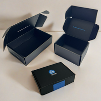 Kotak kemasan karton kustom kotak pengiriman anggur hitam matte paket hadiah perhiasan mini kotak kertas bergelombang logo makanan cetak