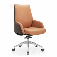 Chaise de bureau de direction haut de gamme en cuir, avec structure en alliage d'aluminium, siège pivotant inclinable et base fixe à cinq étoiles