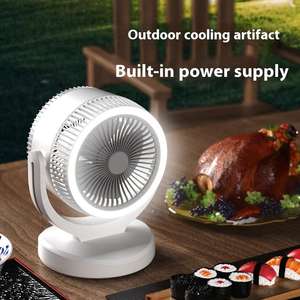 Ventilateur de table rechargeable commercial, ventilateur portable sur pied avec lumière LED pour chambre, maison et extérieur - Product Image 5