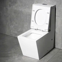WC moderne en céramique monobloc à chasse directe, forme carrée, vente en gros, évacuation en P, évacuation en S, articles sanitaires
