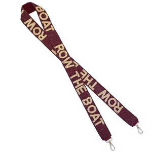 Row The <b>Boat</b> Webbing Strap with Adjustable Metal <b>Hooks</b> Maroon and Gold Text Classic Style - Product Image 1