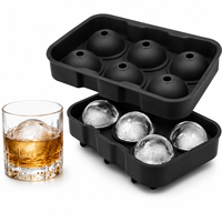 Moule à glaçons réutilisable de qualité supérieure pour whisky, avec 6 grandes sphères, accessoire de bar à domicile en silicone pour les amateurs de cocktails et de spiritueux