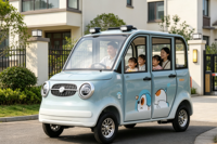 Vehículo Eléctrico Mini Automático de 4 Ruedas, 4 Puertas y 5 Plazas, Motor sin Escobillas de 50-100KW, Batería de Plomo-Ácido, Chasis de Acero con Alto Contenido de Carbono