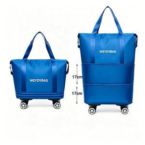 <span class=keywords><strong>Sac</strong></span> de voyage pliable avec logo personnalisé, robuste, en polyester de qualité supérieure, double capacité, avec roulettes, pour week-end ou nuitée - Product Image 4