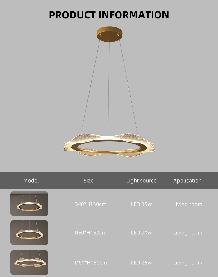 Decorative Acrylic Material Vintage Morden Hanging Led Pendant Lamp For Living Room