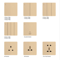 Interruptor de pared eléctrico de panel dorado de plástico serie 1Gang Smart Life App 20A 45A 220V impermeable duradero de 3 vías