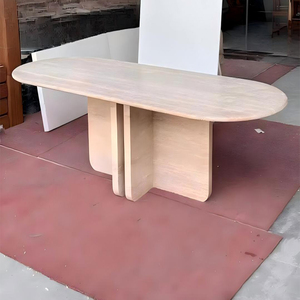 Tavolo da Pranzo Moderno in Travertino con Gambe a L Regolabili Design Portatile - Product Image 4