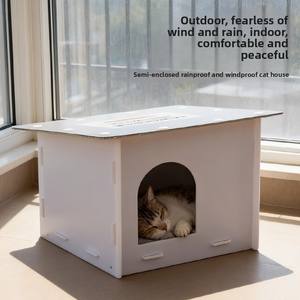 Waterdichte <span class=keywords><strong>Outdoor</strong></span> Kattenhuis Voor Alle Weersomstandigheden Met Dik Pp-Materiaal Voor Gebruik Binnenshuis Geïsoleerd Onderdak Voor Zwerfkatten - Product Image 1