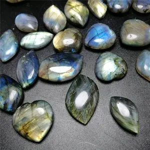 Bulk natural labradorite stone good shine leaf shape love heart shape pendant necklace wholesale price