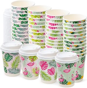 Bicchieri di Carta Floreali OEM con Coperchi, Design Floreali per la Primavera, Rosa, Blu, Giallo e Blu Navy, Accessori per Feste del Tè - Product Image 2