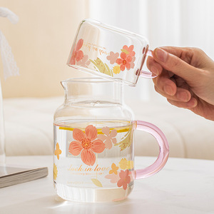 Juego de botellas de agua de vidrio Imoo Cherry Blossom, 2 piezas con asa, alta capacidad para uso en el hogar y la oficina - Product Image 1