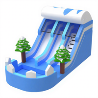 Toboggan aquatique gonflable en PVC sur le thème de la neige d'hiver, directement de l'usine, 10x5m, usage résidentiel et commercial, capacité supérieure à 500 kg pour les enfants