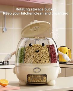 Rectangle Plastic Food <b>Containers</b> for Rotating Bulk Cereal Grain Airtight Rice Dispenser - Product Image 4