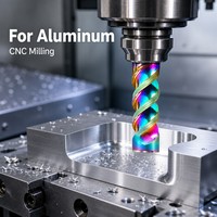 Fraise à queue plate à 3 cannelures DLC Rainbow Coated U Flute, longueur étendue, pour aluminium, en carbure monobloc, outil CNC OEM LingFuTools