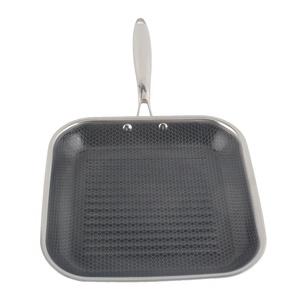 Poêle à frire carrée en acier inoxydable TrPly antiadhésive avec surface rainurée pour steak, compatible induction - Product Image 5