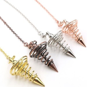 Pendolo in Rame per Radiestesia, Ciondolo Curativo per Divinazione, Cono a Spirale per Reiki, Gioiello Divinatorio - Product Image 5