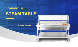 Leegin Commercial Buffet Bain Marie <b>Food</b> <b>Warmer</b> Electric Steam Heater Glass Guard Wheels Energy Saving Mode 60-80C Temperature - Product Image 2