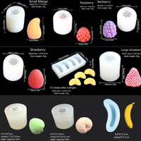 Mini moule en silicone 3D pour fruits, décoration de gâteaux, glaces, chocolats, bougies, bonbons mous, pâtisseries, mangue, citron, fruits, boîte surprise