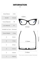 Modèle 2103 TR90 Lunettes Cat Eye Blue Light Blocking Frame Femmes Lunettes Prescription Lunettes Mode Lunettes Surdimensionnées