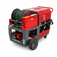 Machine de nettoyage de canalisations à distance 200 bars, équipement de débouchage de canalisations et de tuyaux avec moteur essence bicylindre 37 CV, 84 L/min