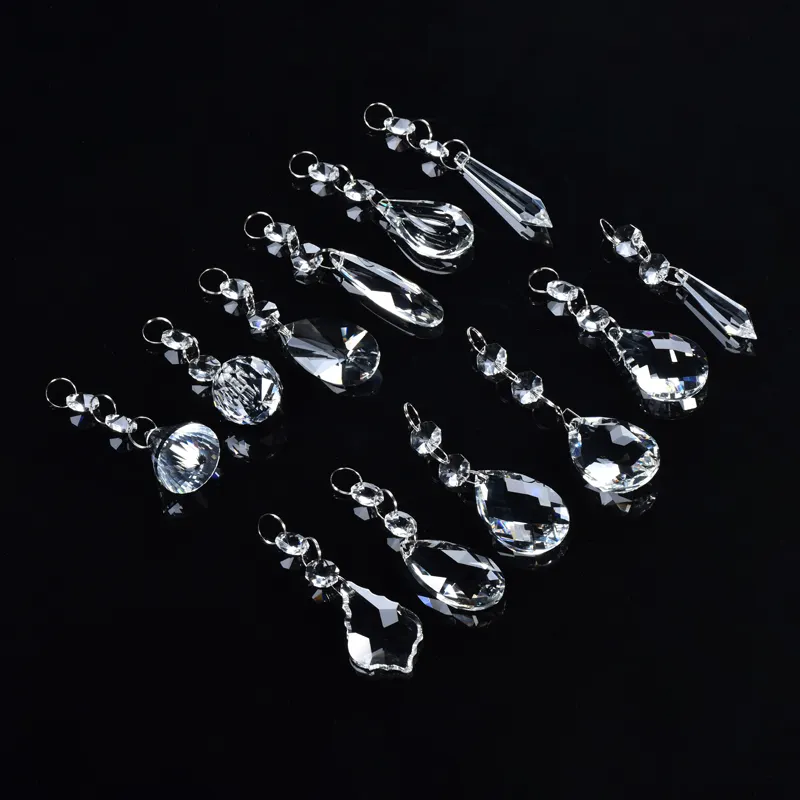 Wholesale various styles clear crystal glass drops prisms pendants for suncatcher and chandelier