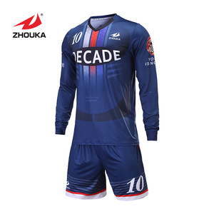 China wholesale new design sublimation fashion long sleeve soccer jersey goalkeeper jersey custom Navy football jersey soccer - Product Image 1