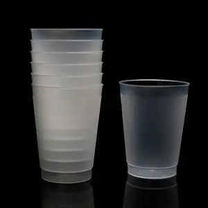 LULA, venta al por mayor, logotipo personalizado, impresión, transparente, taza esmerilada para beber, taza de fiesta, taza de plástico esmerilado desechable