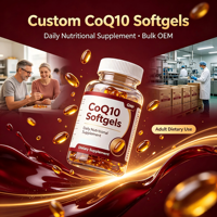 Complexe Antioxydant pour Adultes en Gélules Molles avec Coenzyme Q10 et Vitamine E, Sans Sucre Naturel, Complément Nutritionnel Personnalisé à Marque Privée