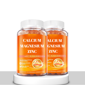 Gomitas Naturales de Calcio, Magnesio, Zinc, D3 y Ashwagandha de Alta Absorción OEM/ODM, 60 Unidades, para Apoyo Óseo y Muscular, y Mejora del Estado de Ánimo en Adultos - Product Image 1