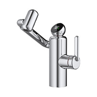 Robinet de lavabo intelligent pour salle de bain, avec affichage multicolore et fonction eau chaude/froide