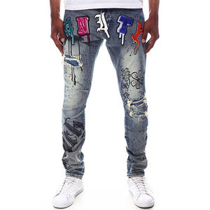 Jeans de Moda para <span class=keywords><strong>Hombre</strong></span>, de Alta Calidad, Elegantes y Ligeros, con Pedrería, Diseño Personalizado con Letras y Logotipo - Product Image 3