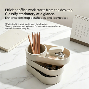 MONR 3 Layers <strong>Rotatable</strong> Oval <strong>Desk</strong> Pen Organizer Case Pen Holder for <strong>Desk</strong> Use for Sundries Makeup Brushes Office Bagging - Product Image 3