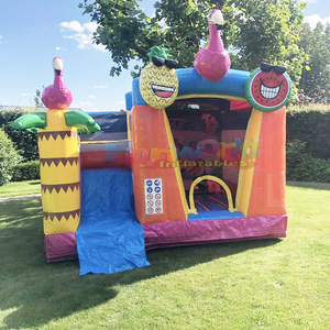 Castillo inflable comercial con tobogán para niños, con diseño de flamenco, para uso en exteriores. - Product Image 2