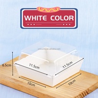 Vente en gros de plateaux en papier 10x10x6cm avec couvercle en plastique PET transparent pour boulangerie, pâtisserie, gâteaux, biscuits, muffins, sandwichs, tiramisu, pain