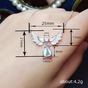 Collier pendentif goutte d'eau Aile d'ange pour femme, avec pierre irisée, bijou élégant et tendance, idéal pour le quotidien, cadeau - Product Image 4