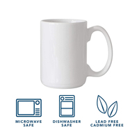 Mug en céramique blanche écologique de 15 oz, tasse à café en porcelaine pour impression par sublimation, accessoires vierges économiques avec fonction de chauffage