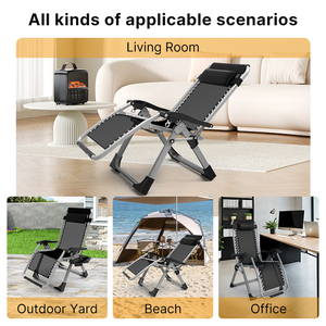 Silla de Playa <span class=keywords><strong>Plegable</strong></span> Reclinable de Acero Inoxidable, Diseño Moderno, Ajustable, <span class=keywords><strong>con</strong></span> Colchón, Ligera, Resistente, Capacidad de 200 kg - Product Image 4