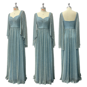 लक्जरी शाम के कपड़े चमकदार शॉल आस्तीन स्ट्रैप बैकलेस वी-गर्दन वाले कपड़े, महिला प्रपोम कपड़े - Product Image 4